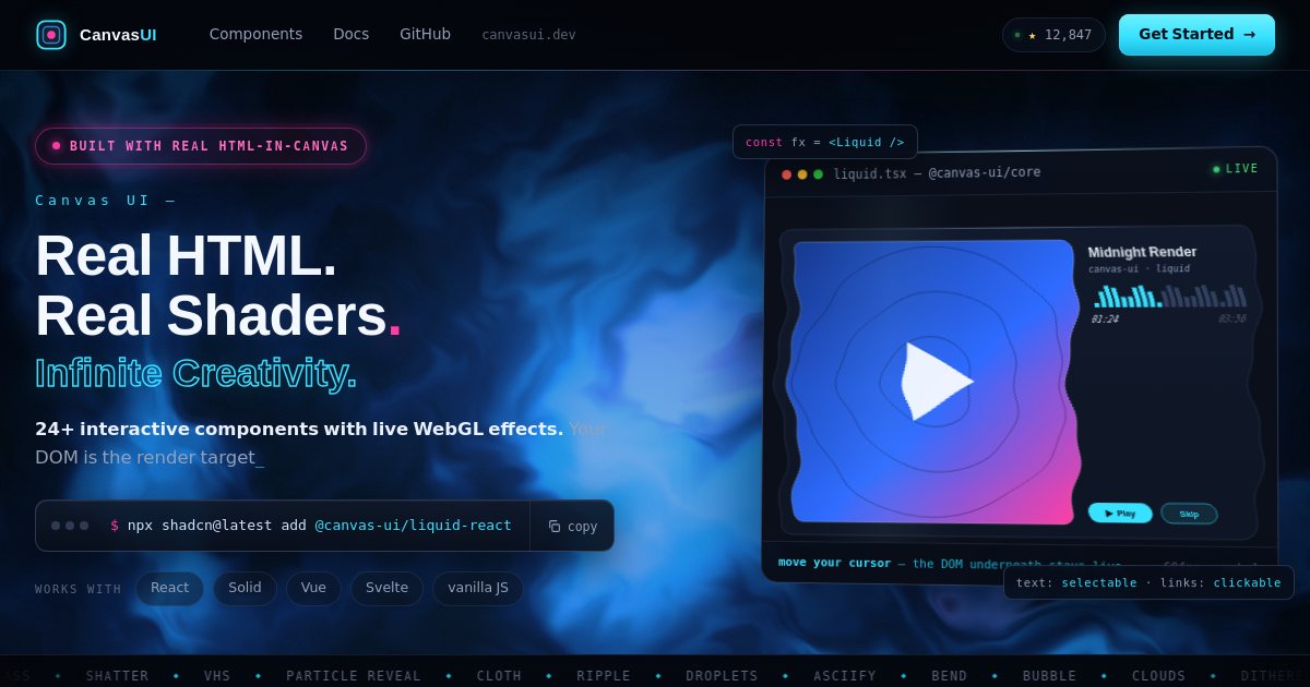 Screenshot of the Canvas UI demo
