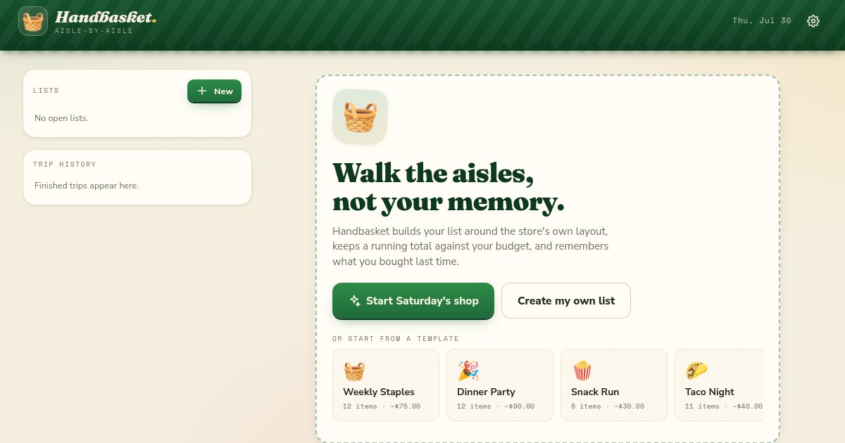 Screenshot of the Grocery demo