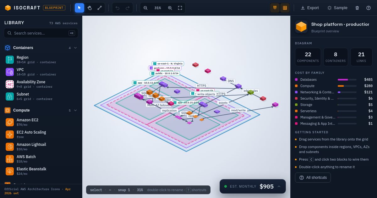Screenshot of the Isocraft demo